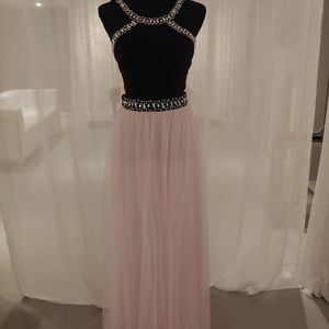 Blondie Nights 2 Piece Black and Pink Prom Dress